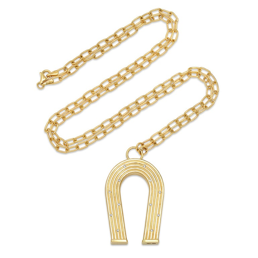 yellow gold diamond horseshoe necklace 