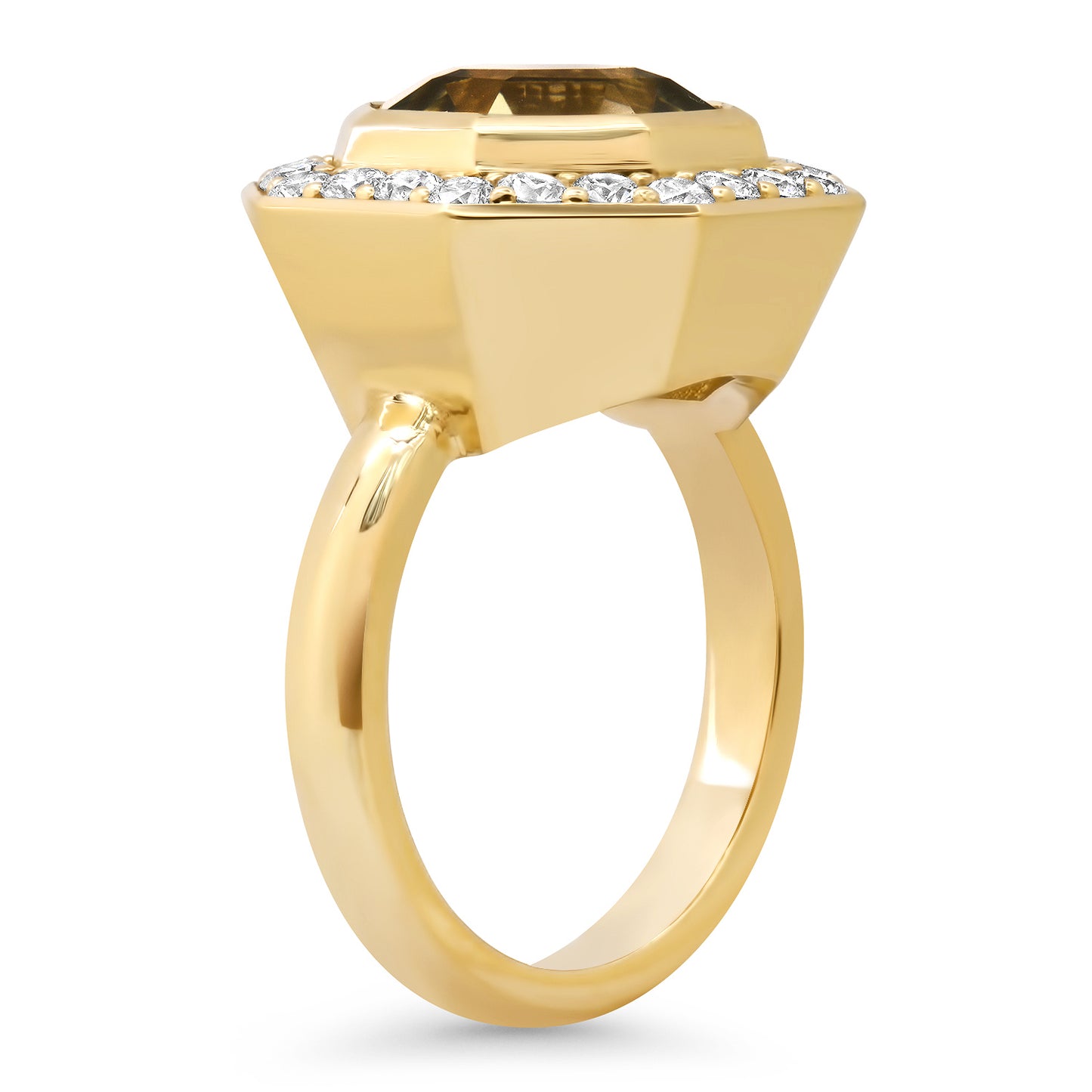 14K YG Prasolite and Diamond Bia Ring