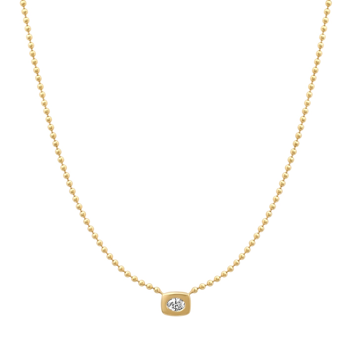 14K YG Oval Diamond Solitaire Necklace