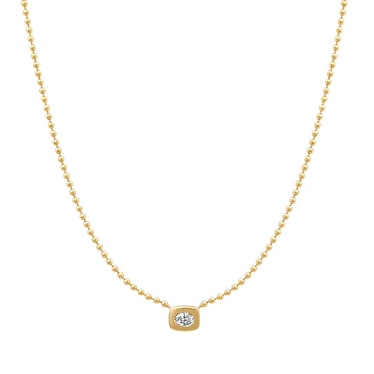 14K YG Oval Diamond Solitaire Necklace