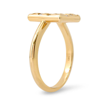 14K YG Bebe Square Diamond Ring