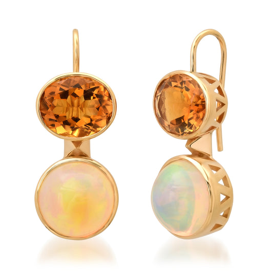 14K YG Opal and Citrine Duo Earrings