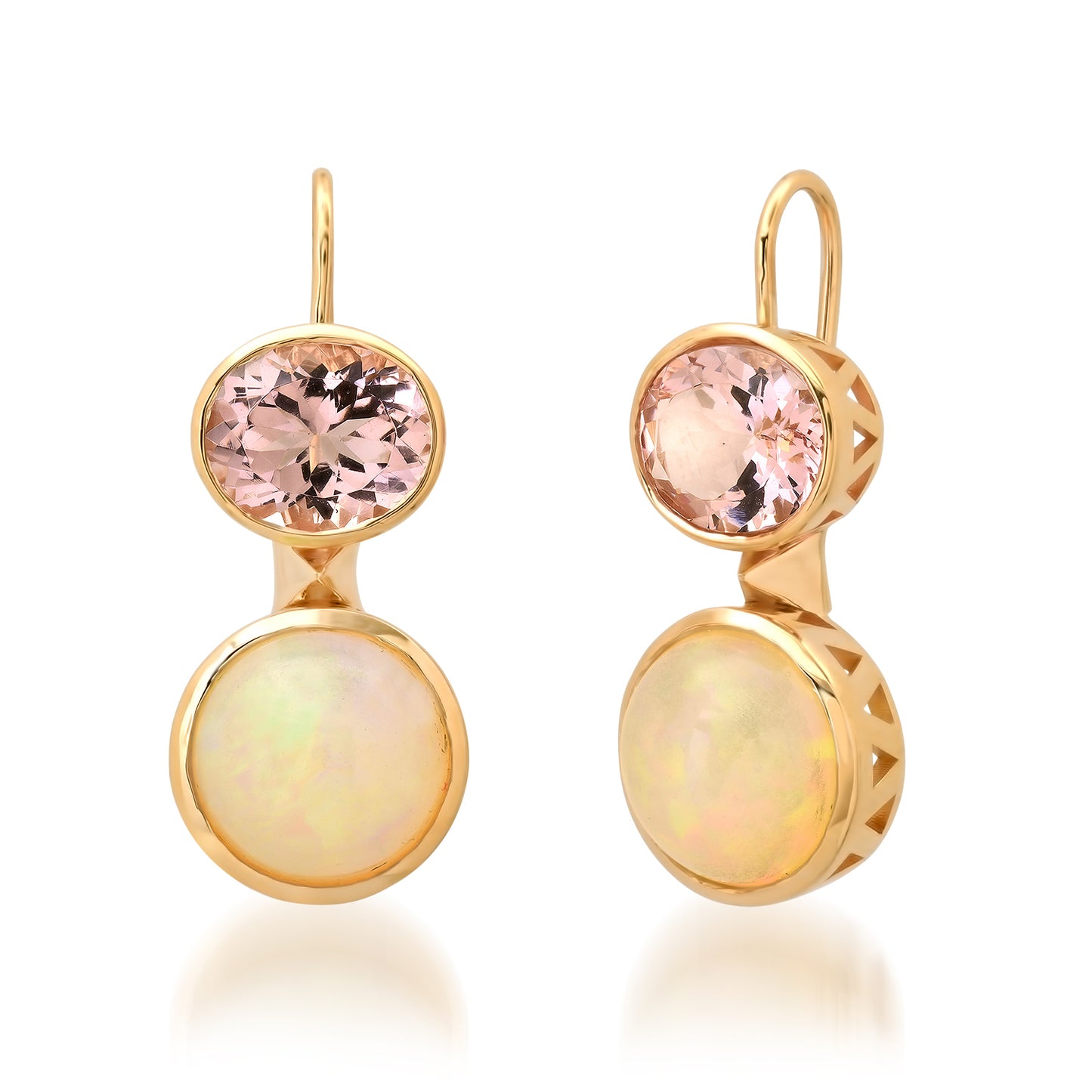 14K YG Opal and Morganite Duo Earrings