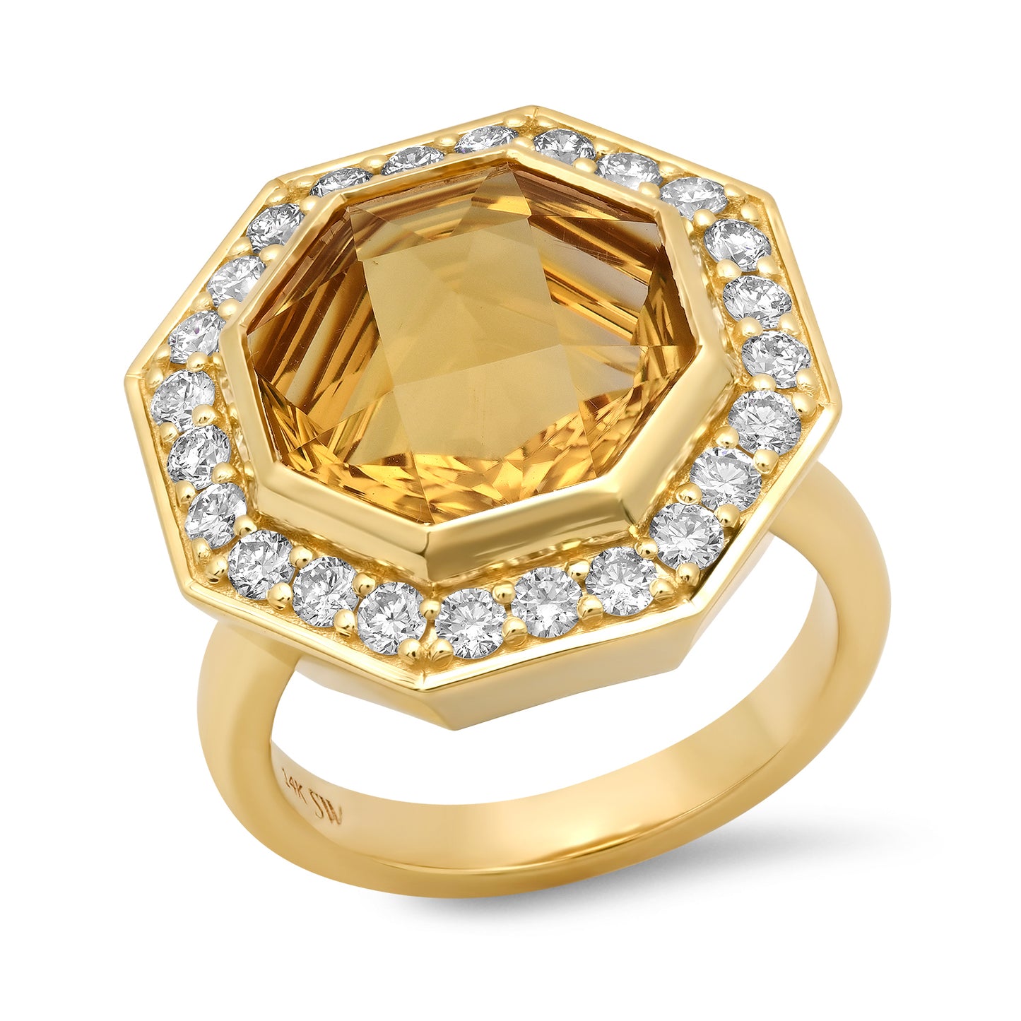 14K YG Citrine and Diamond Bia Ring