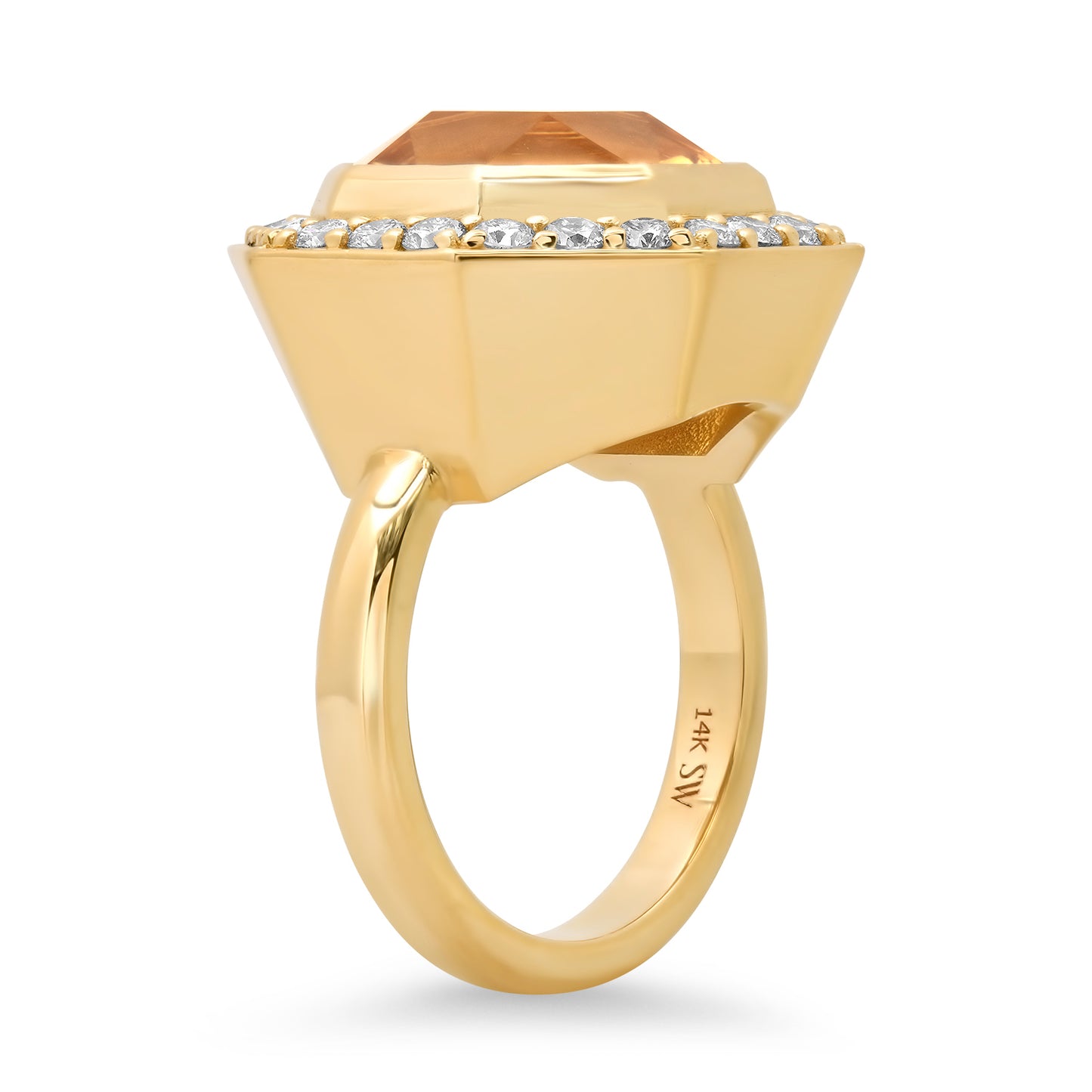 14K YG Citrine and Diamond Bia Ring