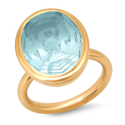 14K YG Sky Blue London Topaz Ring