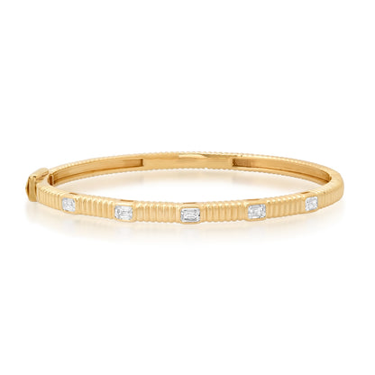 14K YG Nara Emerald Cut Diamond Bangle