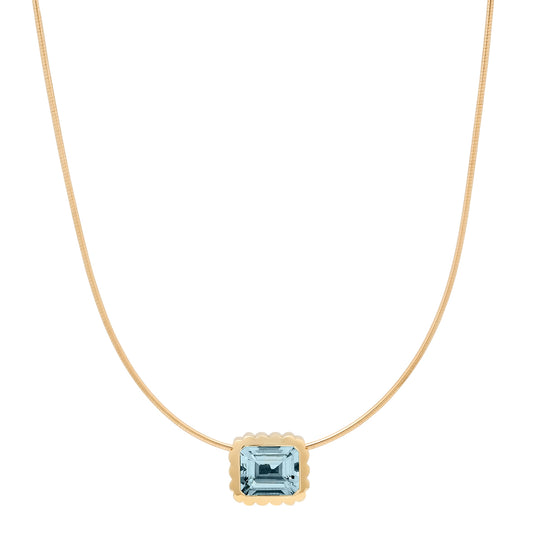 14K YG Aquamarine Omega Necklace