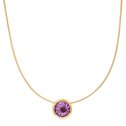 14K YG Round Amethyst Omega Necklace