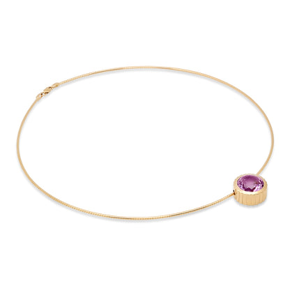 14K YG Round Amethyst Omega Necklace