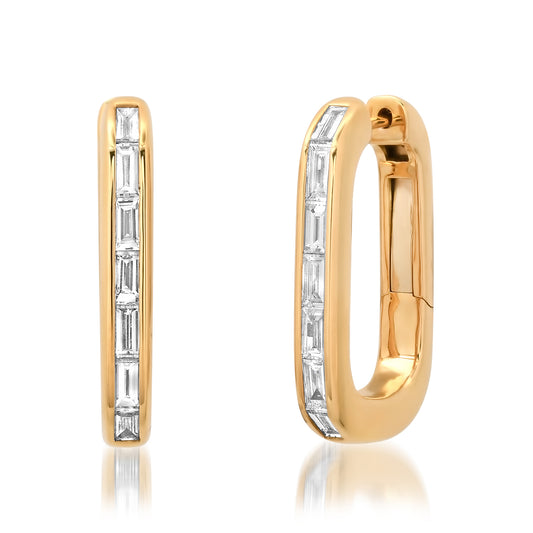 18K YG Baguette Diamond Earrings
