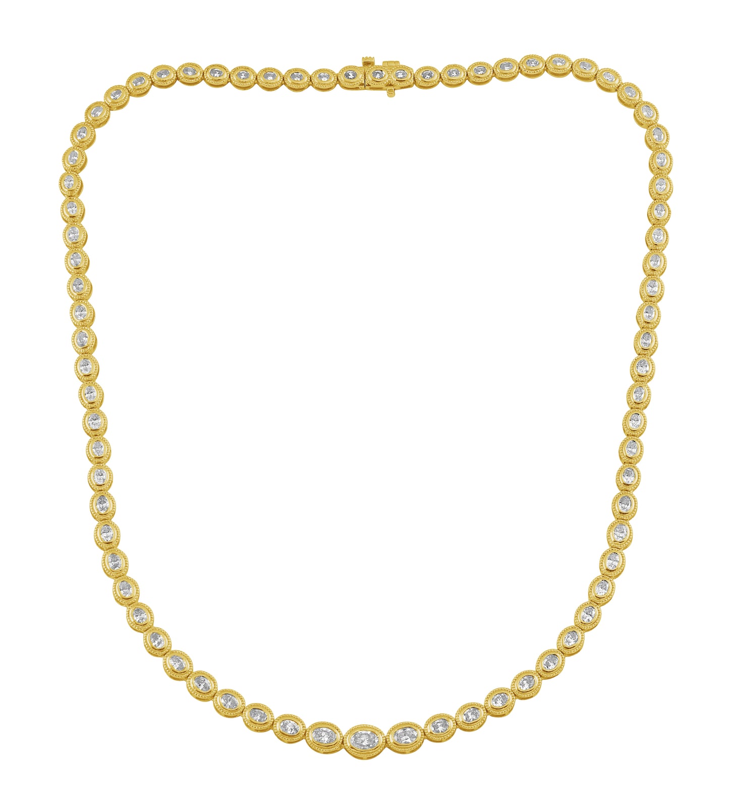 14K Yellow Gold Maven Oval Diamond Tennis Necklace