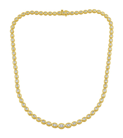 14K Yellow Gold Maven Oval Diamond Tennis Necklace