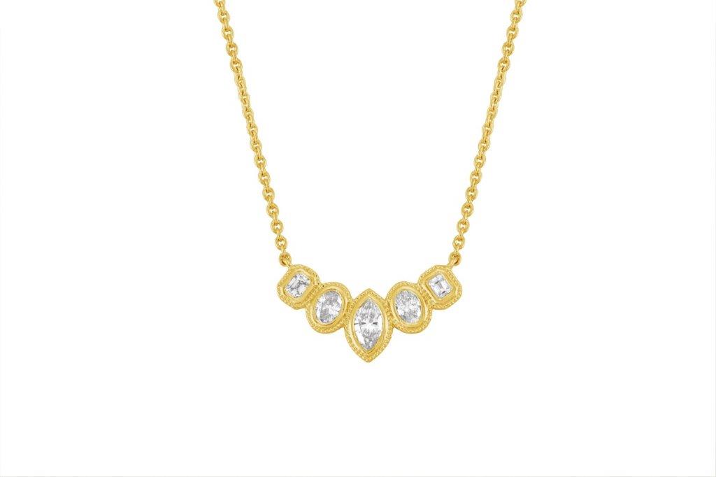 Stellar Marquise, Oval and Emerald Cut Diamond Bib Necklace