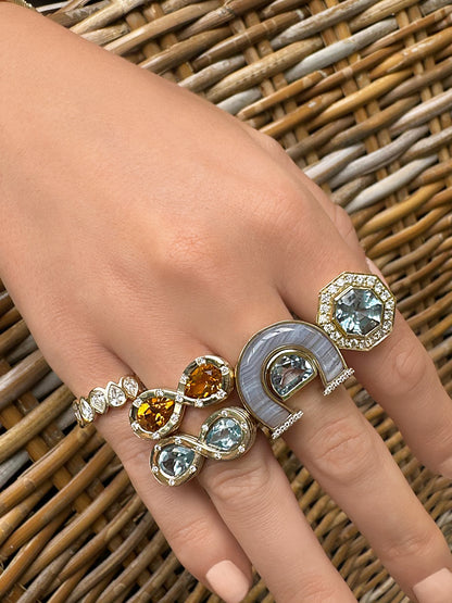 14K YG Citrine and Diamond Infinity Ring