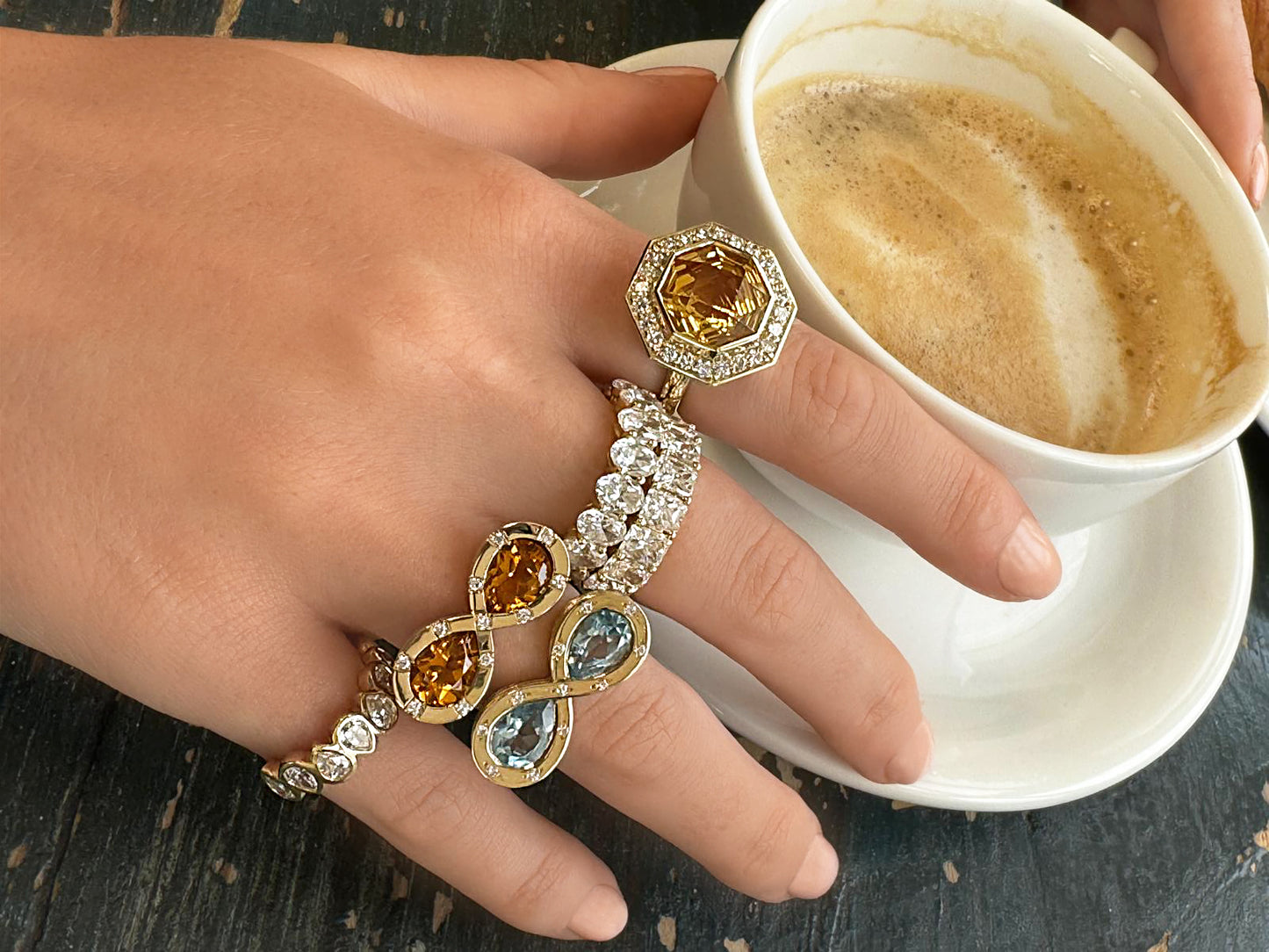 14K YG Citrine and Diamond Infinity Ring