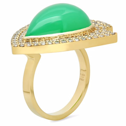 18K Chrysoprase Shield Diamond ring