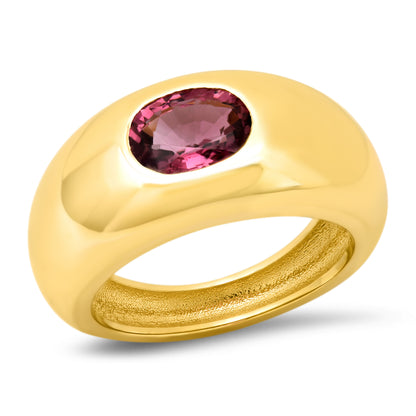 14K YG Pink Tourmaline Gyspy Ring