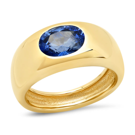 14K YG Sapphire Gypsy Ring