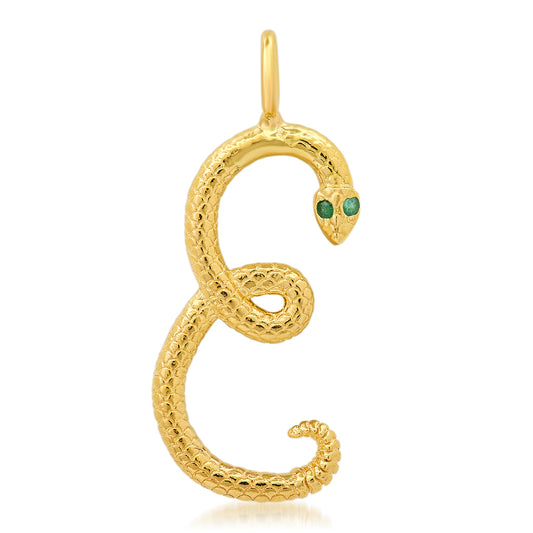 14K YG Snake Letter Charm