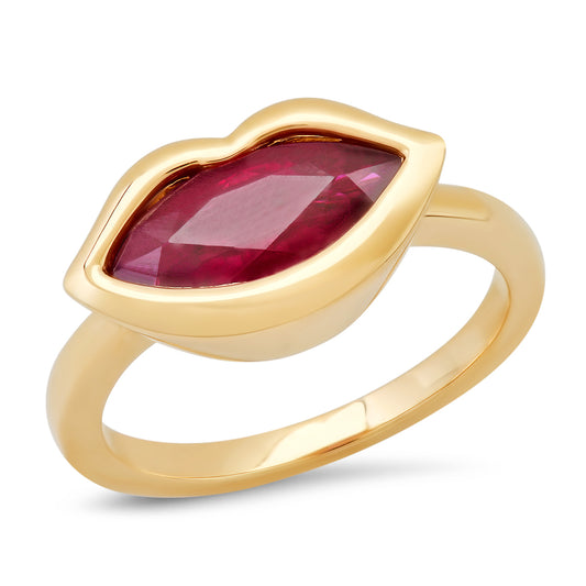 14K YG Ruby Kiss Ring