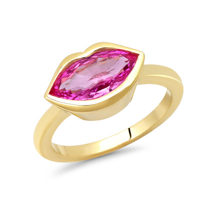 14K YG Pink Sapphire Kiss Ring