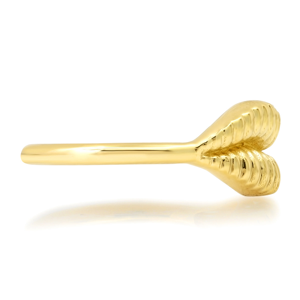 14K YG Solid Reeded Gold Kiss Ring