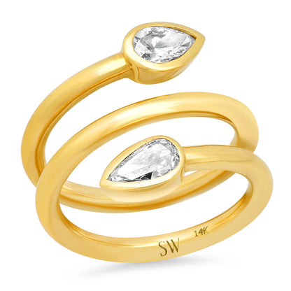 14K YG Baena Triple Coil Diamond ring