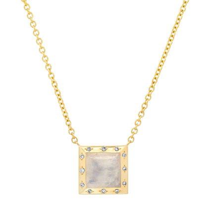 14K YG Moonstone and Diamond Necklace