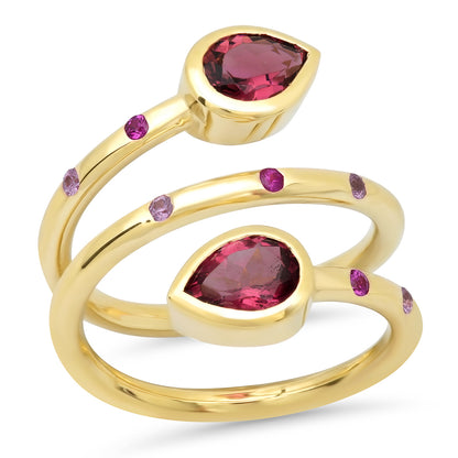 14K YG Pink Tourmaline and Pink Sapphire Baena Ring