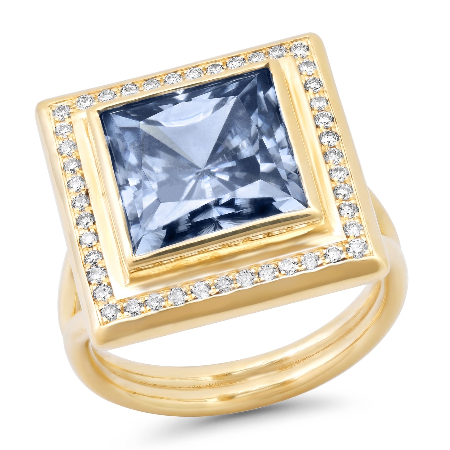 14K YG Moissanite and Diamond Ring
