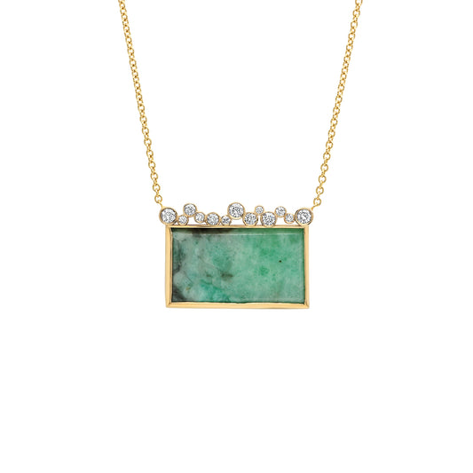 14K YG Emerald Diamond Necklace